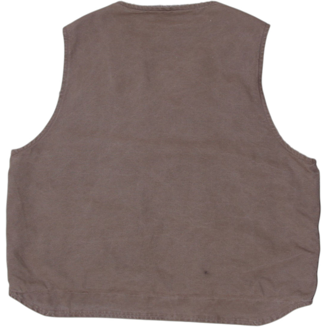 Mens Carhartt Sherpa Lined Vest Brown Full Zip Workwear Size 2XL | Migration_Vests WW Collection - Side View | Fashion Rerun