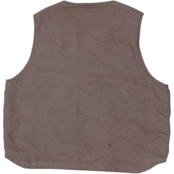 Mens Carhartt Sherpa Lined Vest Brown Full Zip Workwear Size 2XL | Migration_Vests WW Collection - Side View | Fashion Rerun