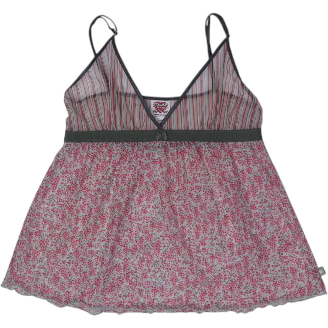 Y2K Ladies Lucky Brand Camisole Floral Mesh Top Size M