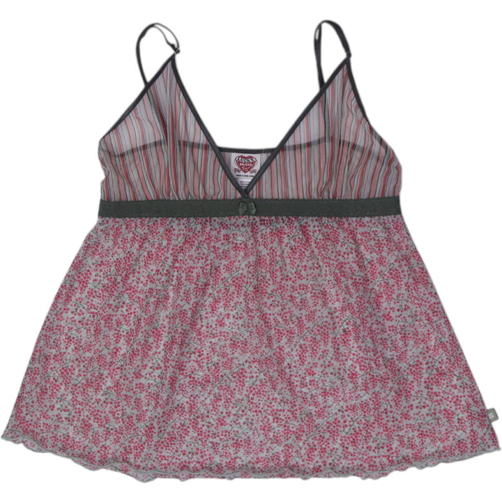 Y2K Ladies Lucky Brand Camisole Floral Mesh Top Size M