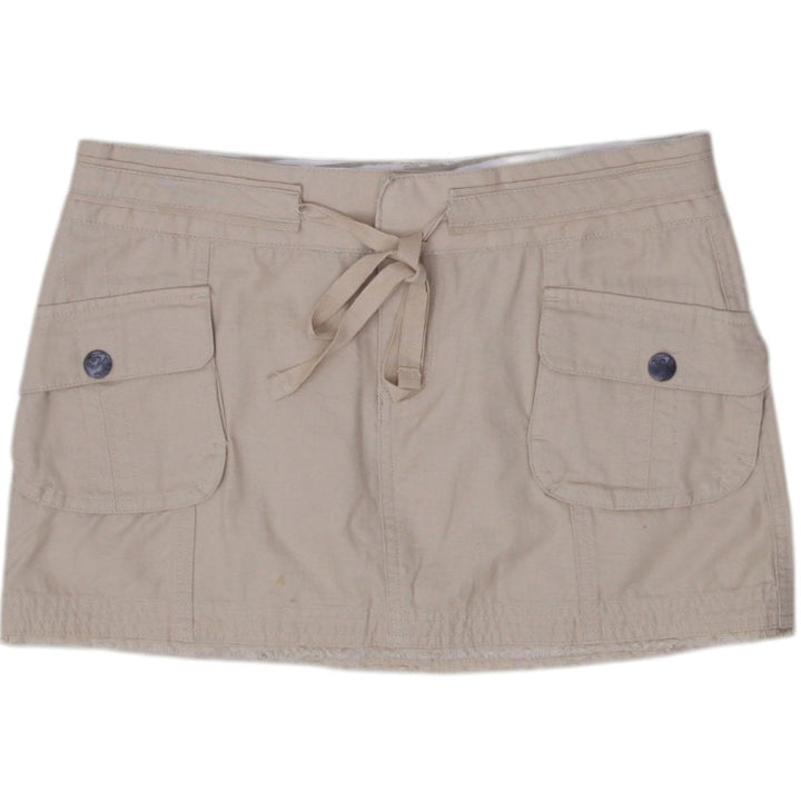 Y2K Ladies Pockets Casual Buttoned Mini Skirt Beige Size 3 | Migration_Skirts | Fashion Rerun
