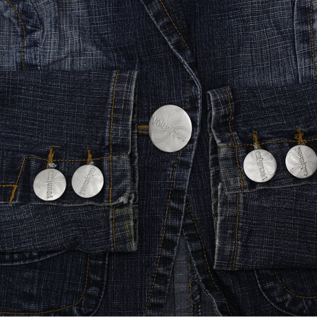 Y2K Ladies Younique Cropped Denim Blazer Jacket Size M