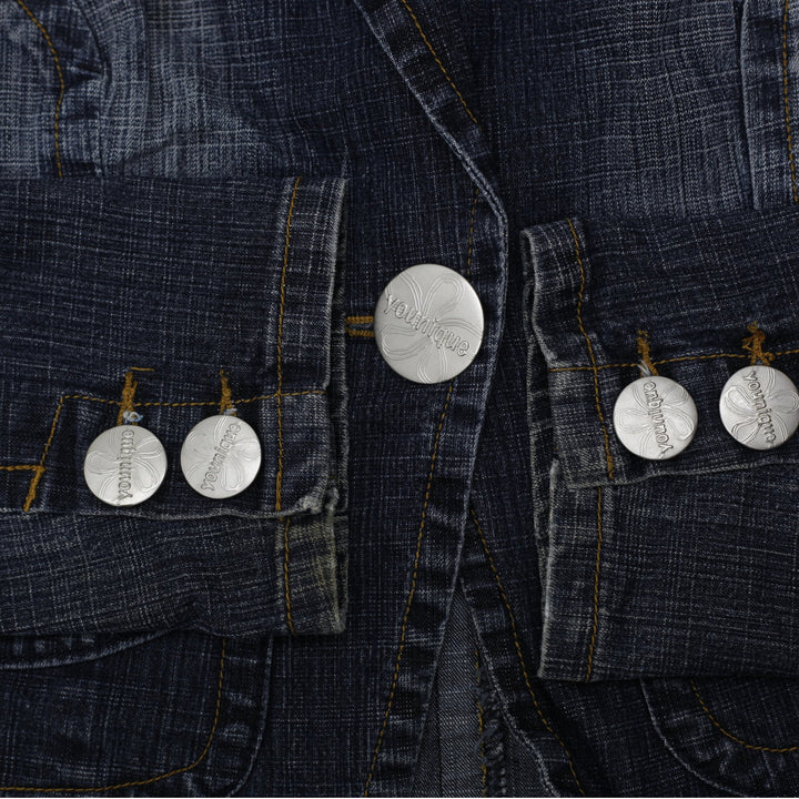 Y2K Ladies Younique Cropped Denim Blazer Jacket Size M