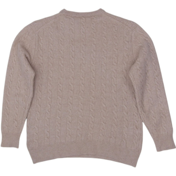 Mens Sweater Brown Cable Knit Long Sleeve Warm