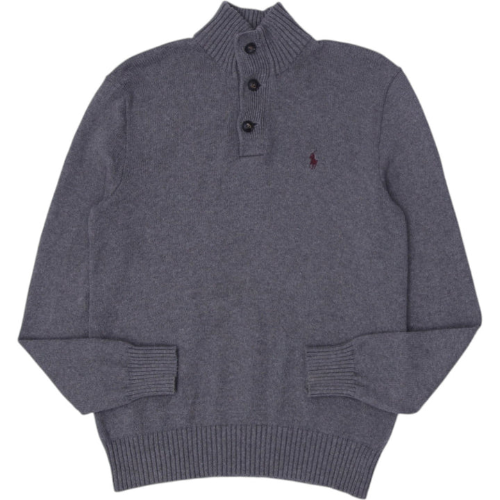 Mens Polo By Ralph Lauren Gray Cotton Button Neck Knitwear Sweater M | Migration_Knitwear & Sweaters | Fashion Rerun