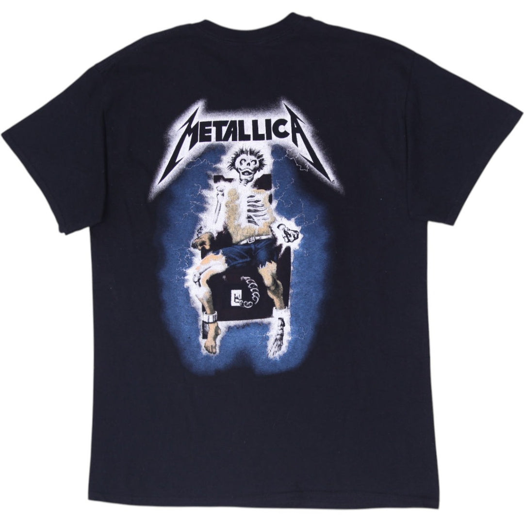 Mens Metallica Rock Band Graphic T-Shirt Black Ride the Lightning Double Sided L