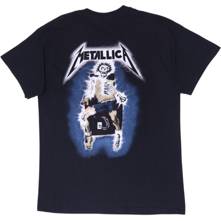 Mens Metallica Rock Band Graphic T-Shirt Black Ride the Lightning Double Sided L