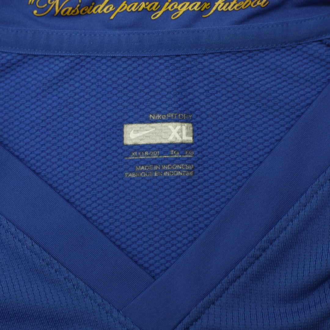 Youth Boys Nike Brazil 2008-10 Away Football Jersey Blue Size XL World Cup