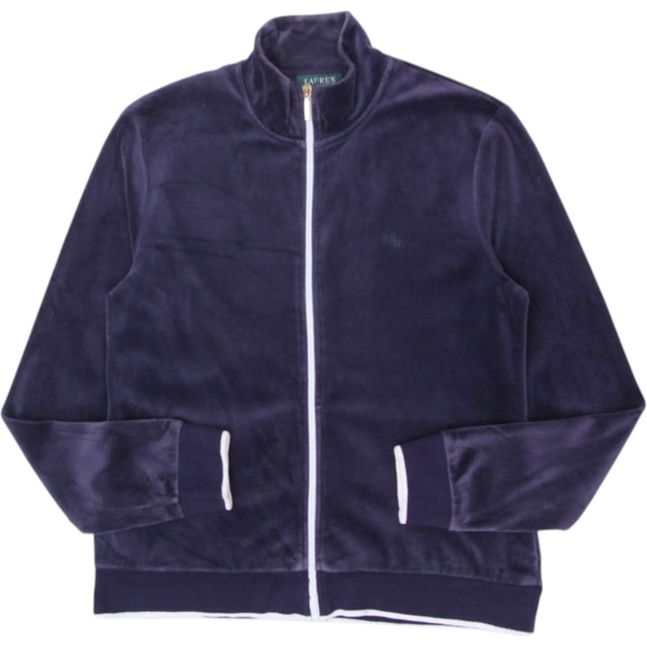 Vintage Ladies Ralph Lauren Track Jacket Navy Velour Full Zip Soft