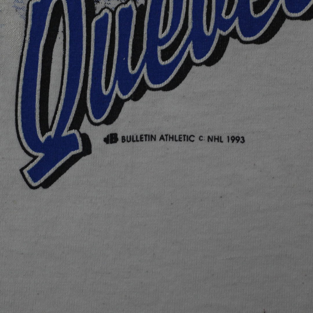 Vintage Mens Quebec Nordiques T-Shirt White Graphic NHL Single Stitch | Migration_T-Shirts - Detail View | Fashion Rerun