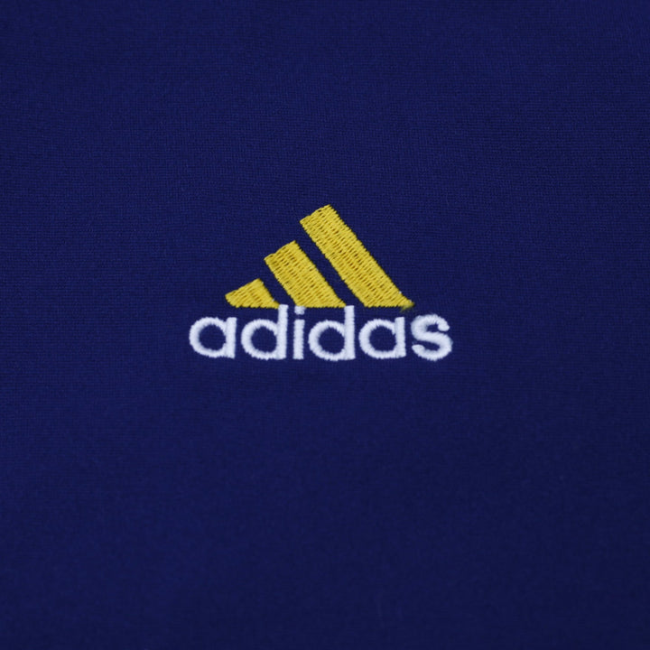 Vintage 90s Adidas Flag Tag Embroidered Gold Logo Navy Track Jacket XL