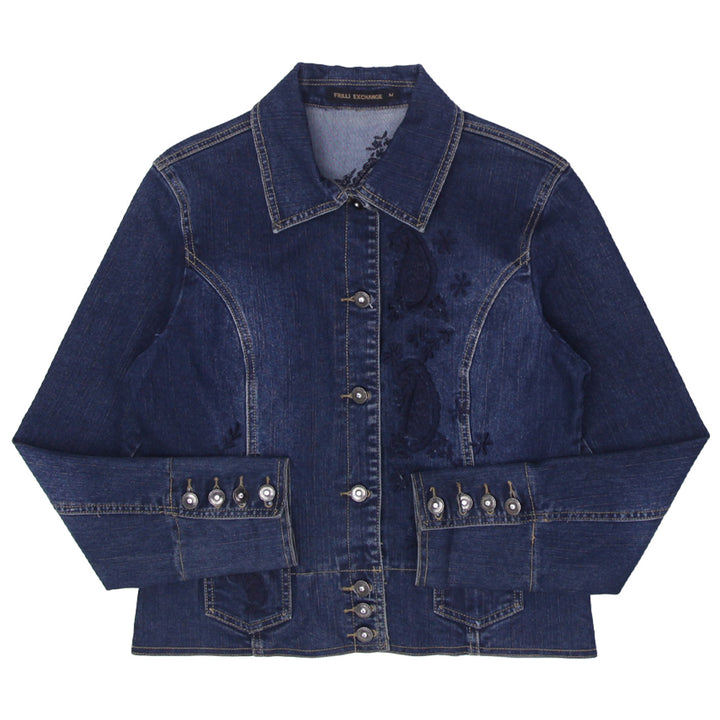 Y2K Ladies Frilli Exchange Embroidered Denim Jacket - Fashion Rerun Vintage Migration_Jacket