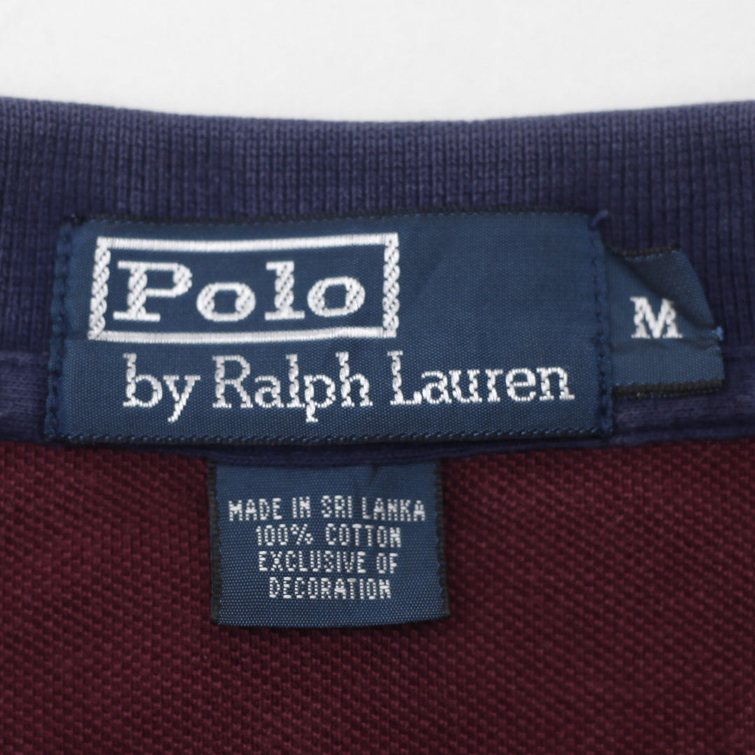 Mens Ralph Lauren Polo Burgundy Stripe Logo T-Shirt Size M