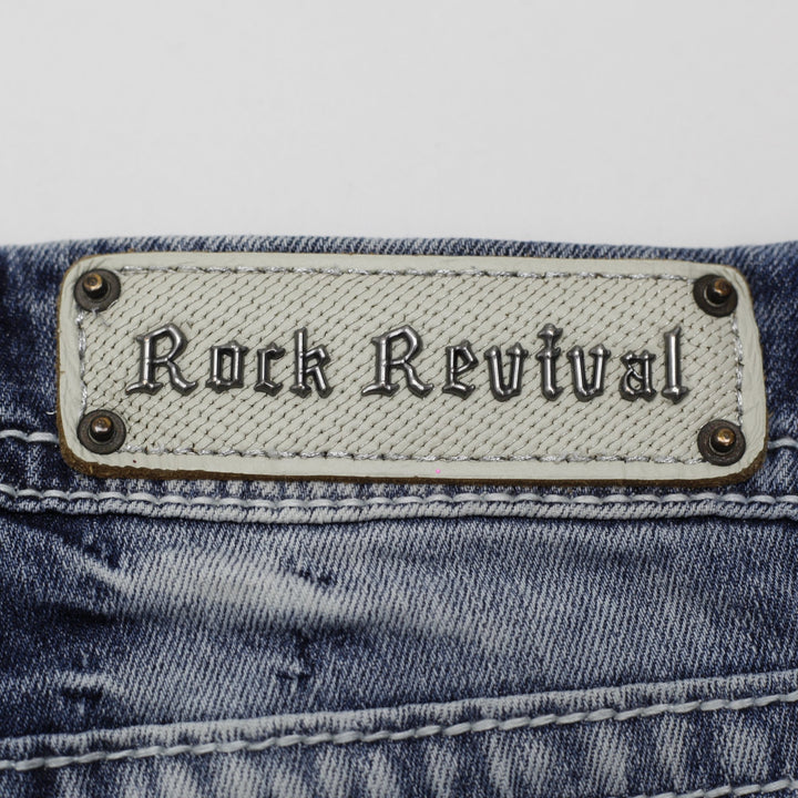 Y2K Ladies Rock Revival Sukara Bootcut Jeans Washed Blue Embellished