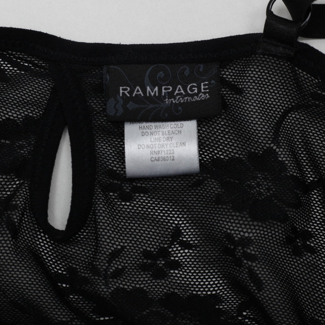 Ladies Rampage Intimates Black Lace Rhinestone Babydoll Chemise Size M