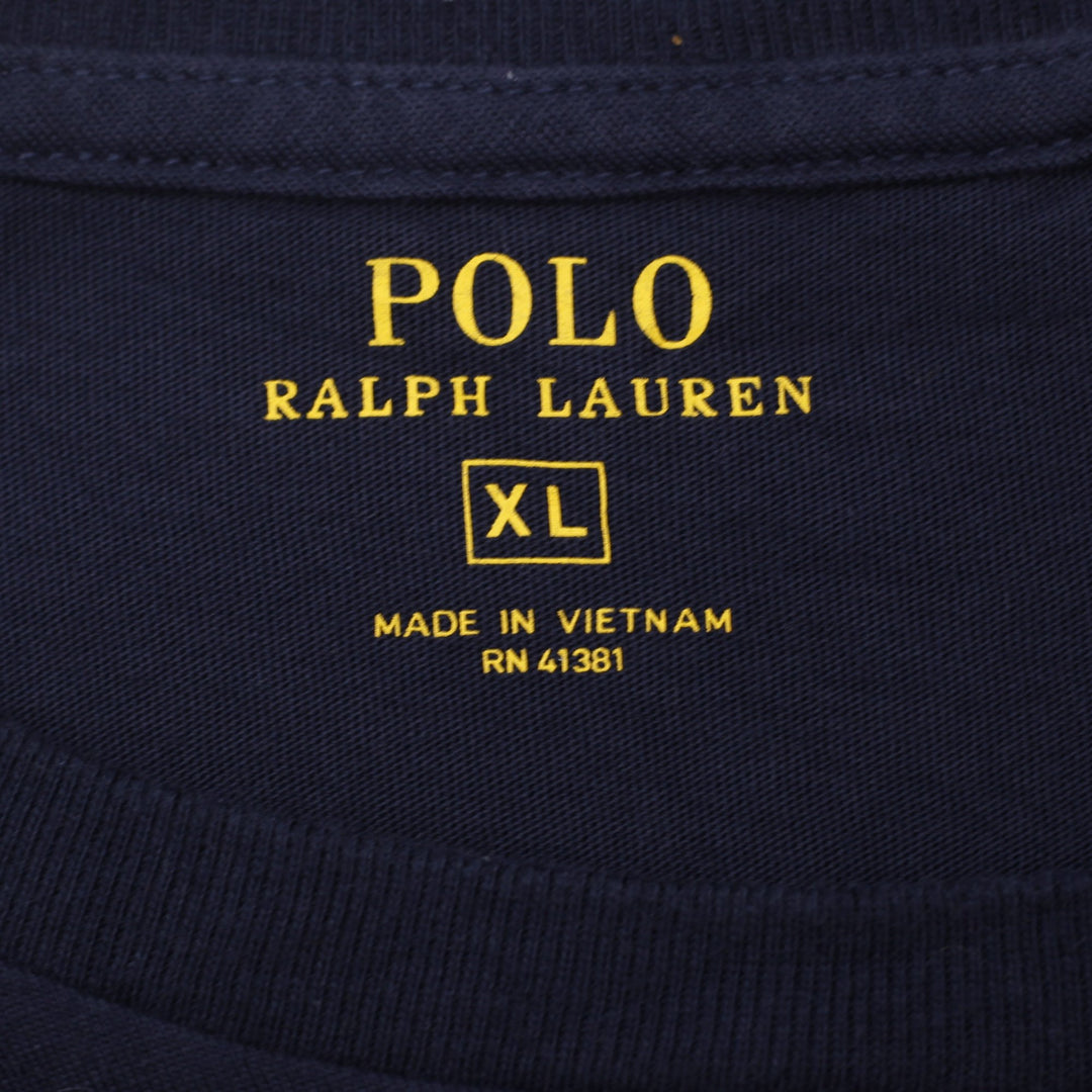 Mens Polo Ralph Lauren Navy Blue Pocket T-Shirt Embroidered Red Pony Logo XL