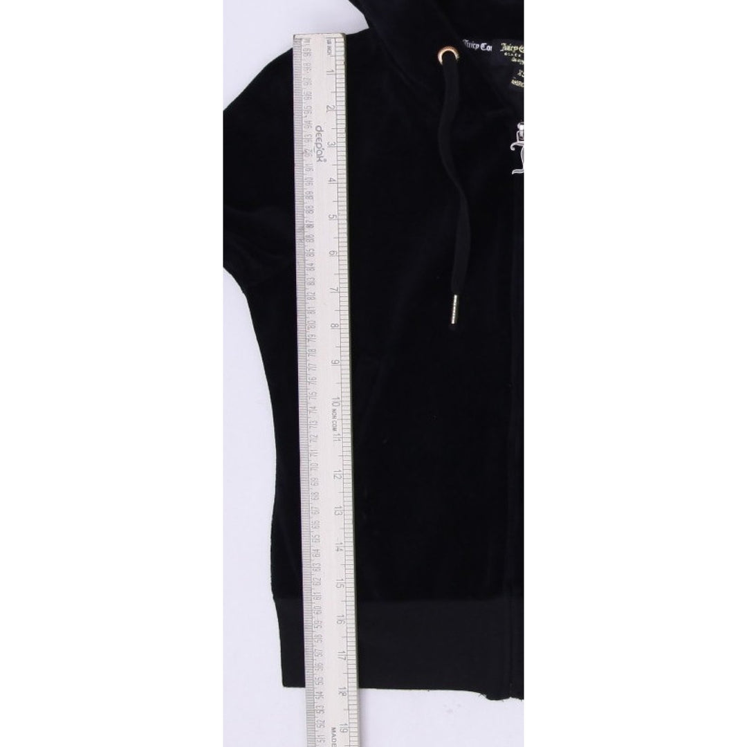 Y2K Ladies Juicy Couture Black Velour Full Zip Hoodie XS