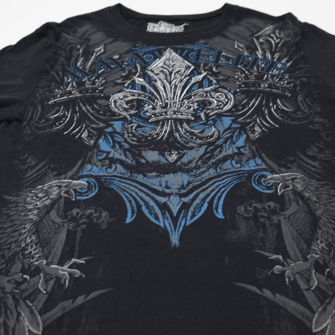 Y2K Mens MMA Elite T-Shirt Black Graphic Long Sleeve Size L