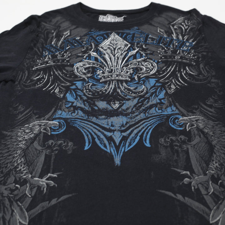Y2K Mens MMA Elite T-Shirt Black Graphic Long Sleeve Size L