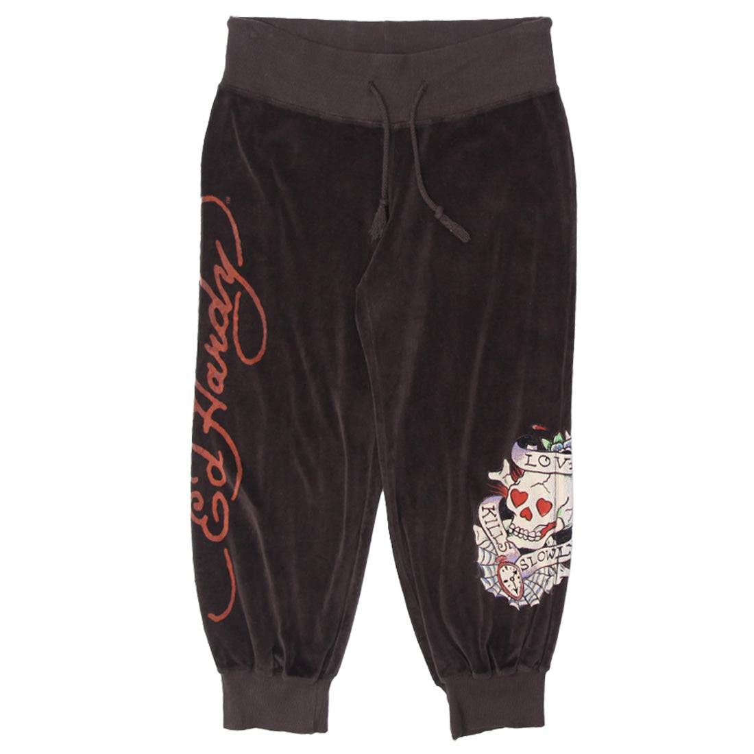 Shop Y2K Ladies Low Rise Velour Ed Hardy Capris Velour Pants