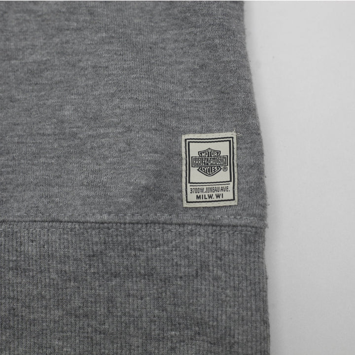 Mens Harley Davidson Flat Track Biker Sleeve Spellout Sweatshirt Size M