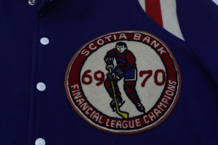 Vintage Schachter's Scotia Bank Financial League Champion Patch Wool Varsity Jacket