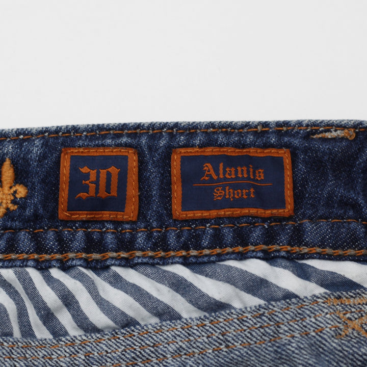 Y2K Ladies Rock Revival Alanis Denim Shorts Washed Blue Distressed
