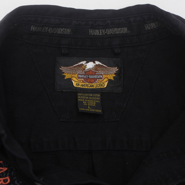 Vintage Harley Davidson Embroidered Biker Shirt Black Size L - Fashion Rerun Vintage Migration_Shirt