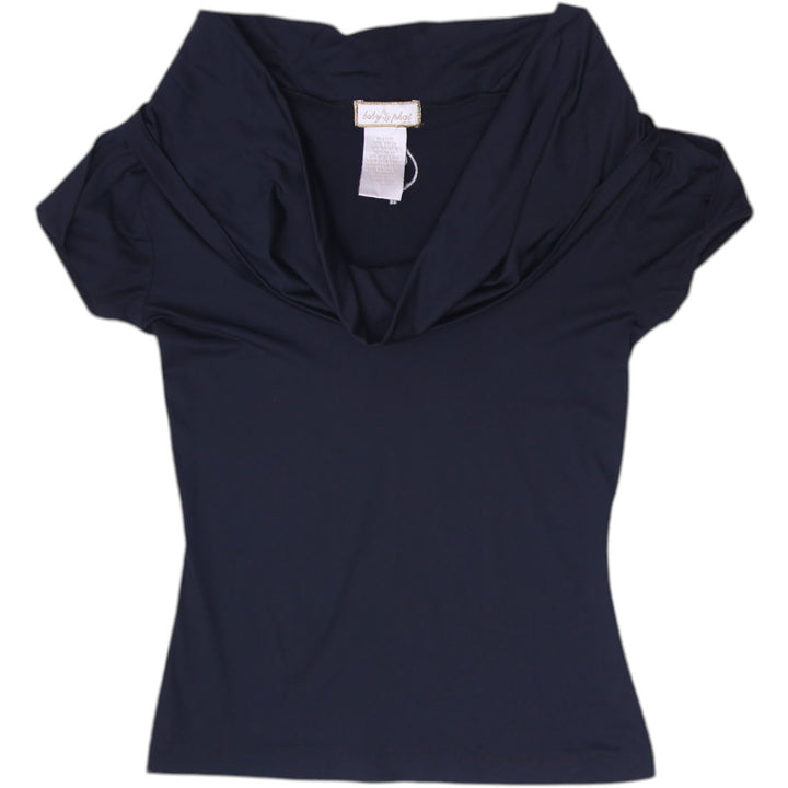 Y2K Ladies Baby Phat Top Black Logo Nylon Stretch Size S