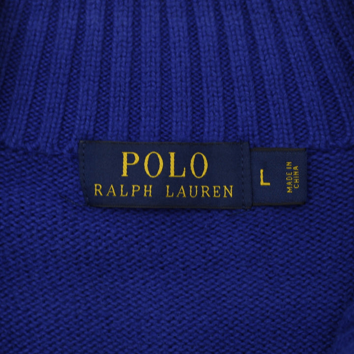 Mens Polo Ralph Lauren Royal Blue Quarter Zip Knitwear Sweater Size L