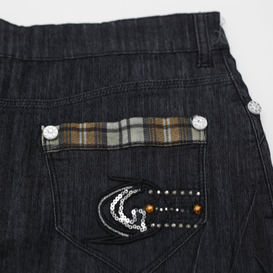 Y2K Ladies GIOVANA Dark Wash Studded Denim Maxi Skirt