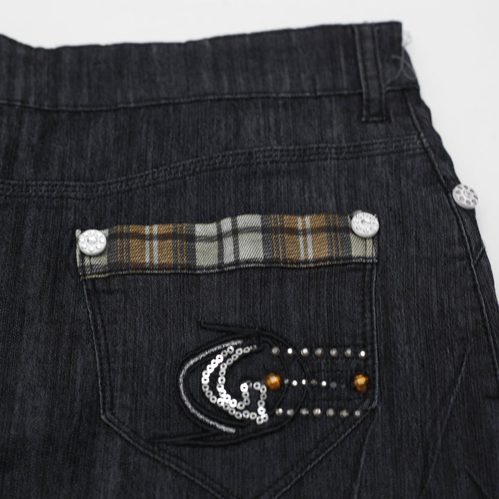 Y2K Ladies GIOVANA Dark Wash Studded Denim Maxi Skirt