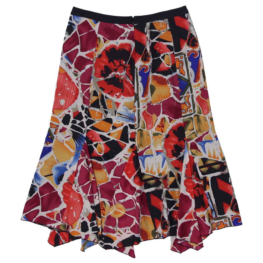 Y2K Ladies Peter Nygard Multicolor Abstract Print Silk Skirt
