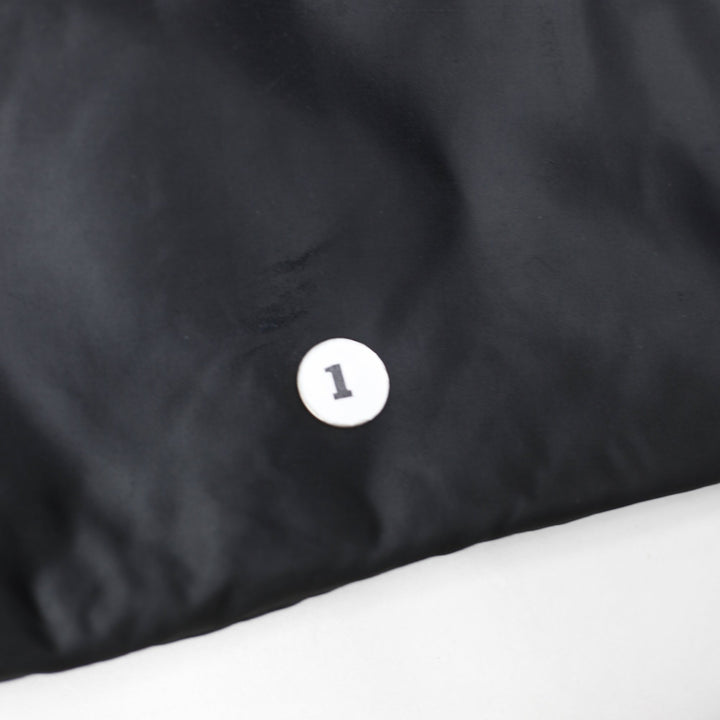 Vintage 90s Oakland Raiders Satin Bomber Jacket Made in USA Size M | Migration_Jackets - Detail View | Fashion Rerun