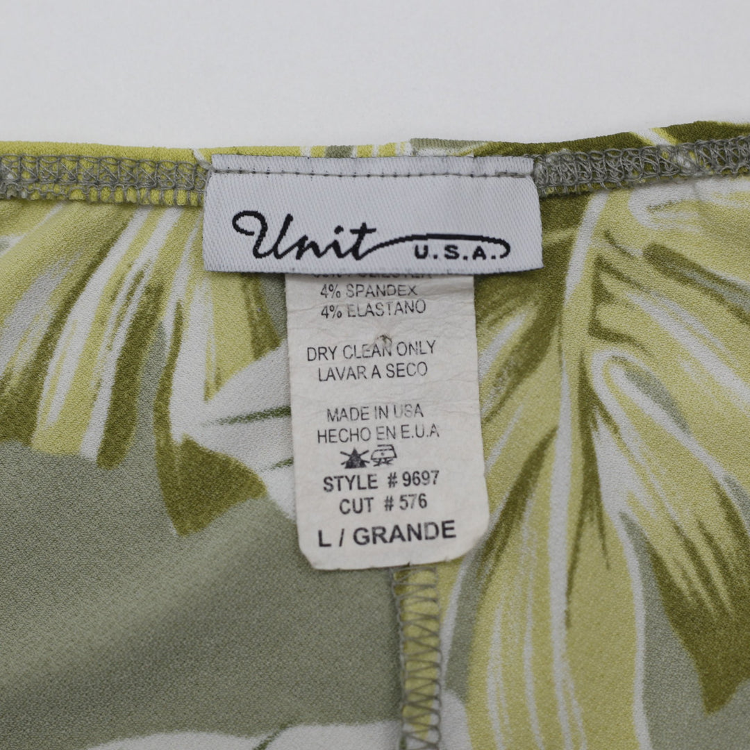 Y2K Ladies Unit U.S.A. Tropical Palm Leaf Halter Top Size L