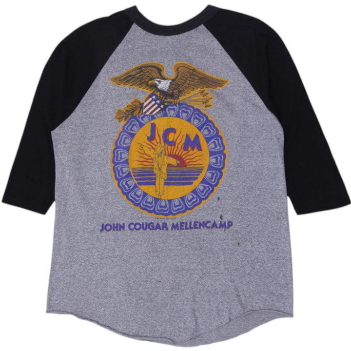 Vintage 80s John Cougar Mellencamp Raglan Shirt 1986 Scarecrow Tour Concert Band Made In USA XL | Migration_T | Fashion Rerun