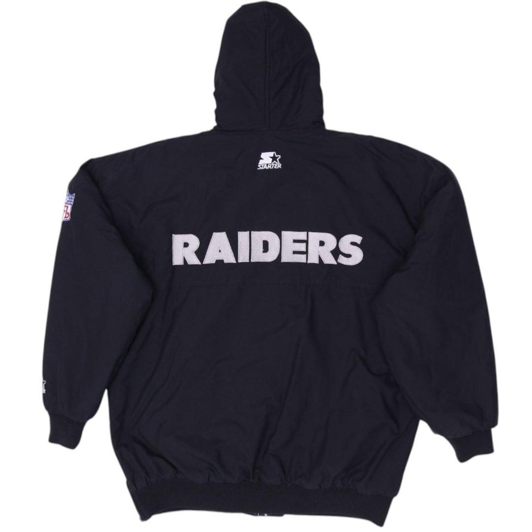 Vintage NFL Oakland Raiders Starter Hoodie Zipper Black Jacket L | Migration_Jackets - Side View | Fashion Rerun