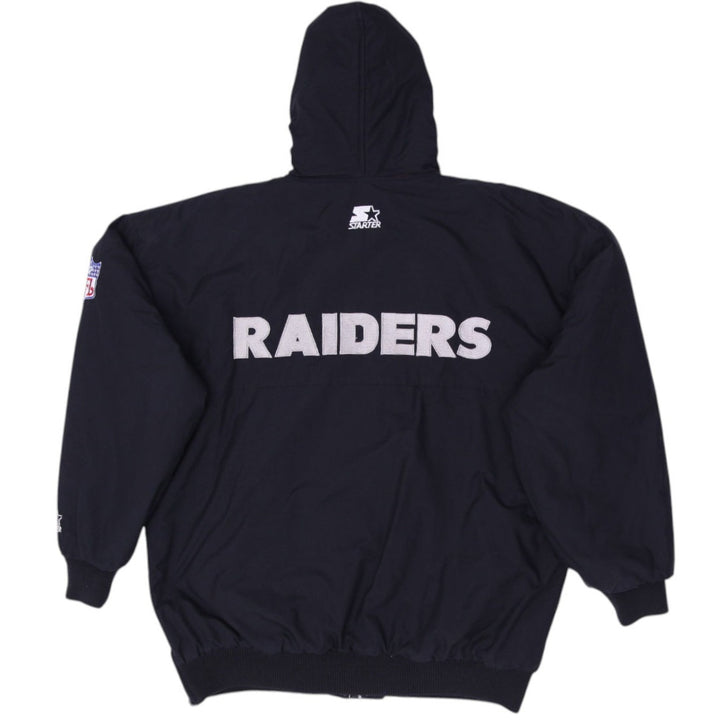 Vintage NFL Oakland Raiders Starter Hoodie Zipper Black Jacket L | Migration_Jackets - Side View | Fashion Rerun