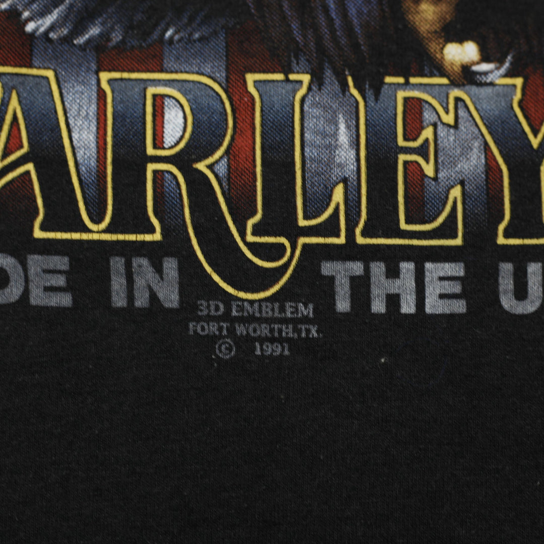 Vintage 1991 Harley Davidson 3D Emblem Eagle Single Stitch T-Shirt Made In USA