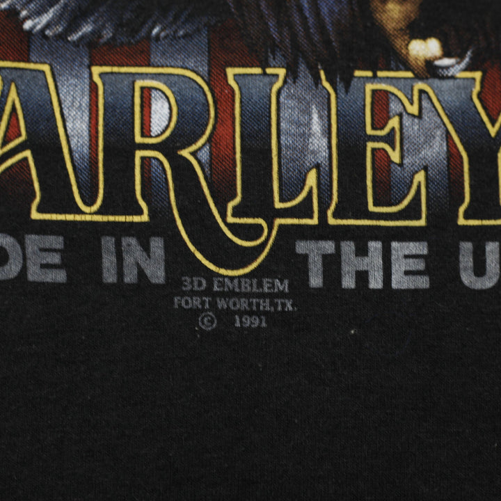 Vintage 1991 Harley Davidson 3D Emblem Eagle Single Stitch T-Shirt Made In USA