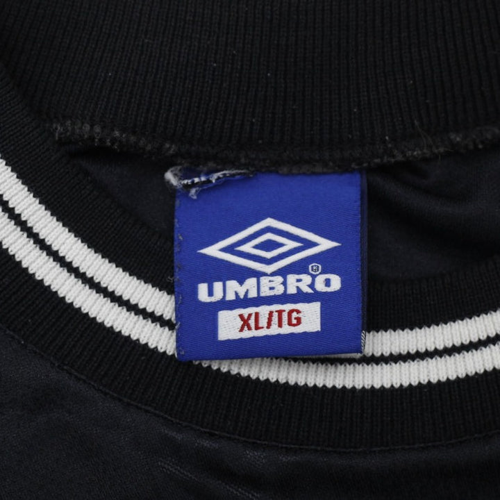 Vintage Umbro T-Shirt Black Geometric Pattern Sportswear | Migration_T-Shirts - Back View | Fashion Rerun