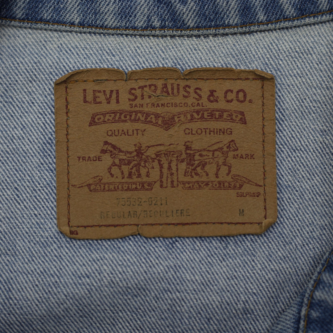Vintage 90s Levis 75532 Denim Trucker Jacket Size M | Migration_Jackets - Back View | Fashion Rerun