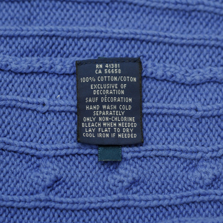Mens Ralph Lauren Sweater Blue Cable Knit Embroidered Logo Size L
