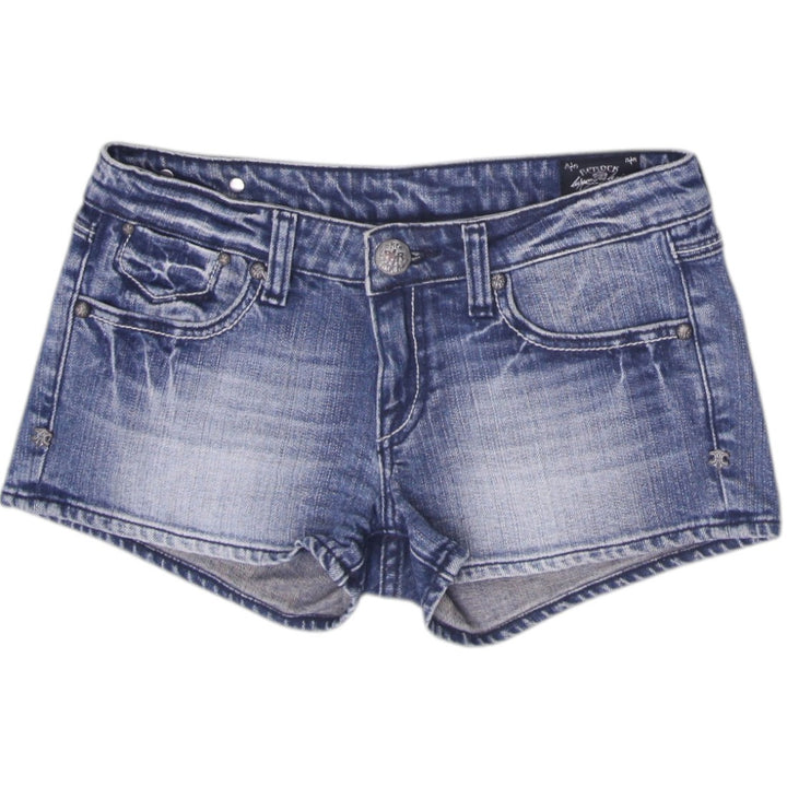 Y2K Ladies ReRock Distressed Low-Rise Denim Shorts Size 26