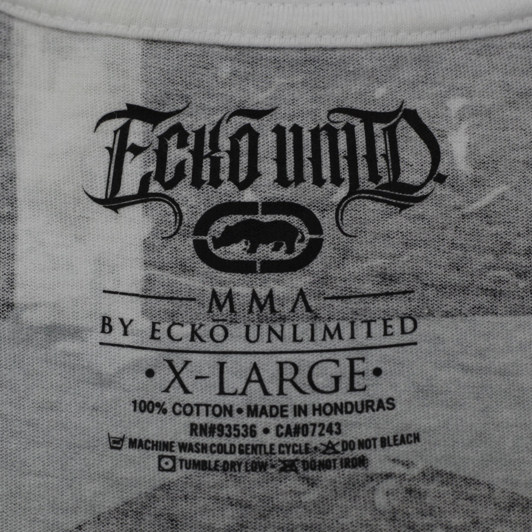 Y2K Mens Ecko Unltd MMA Blood Sweat Tears All Over Print T-Shirt XL Rhino