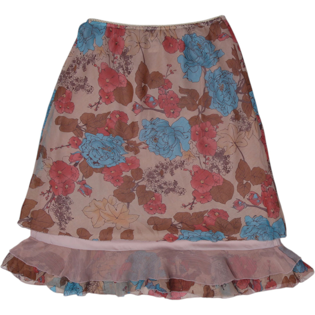 Y2K Ladies Jessica Layered Mesh Ruffle-Hem Midi Skirt