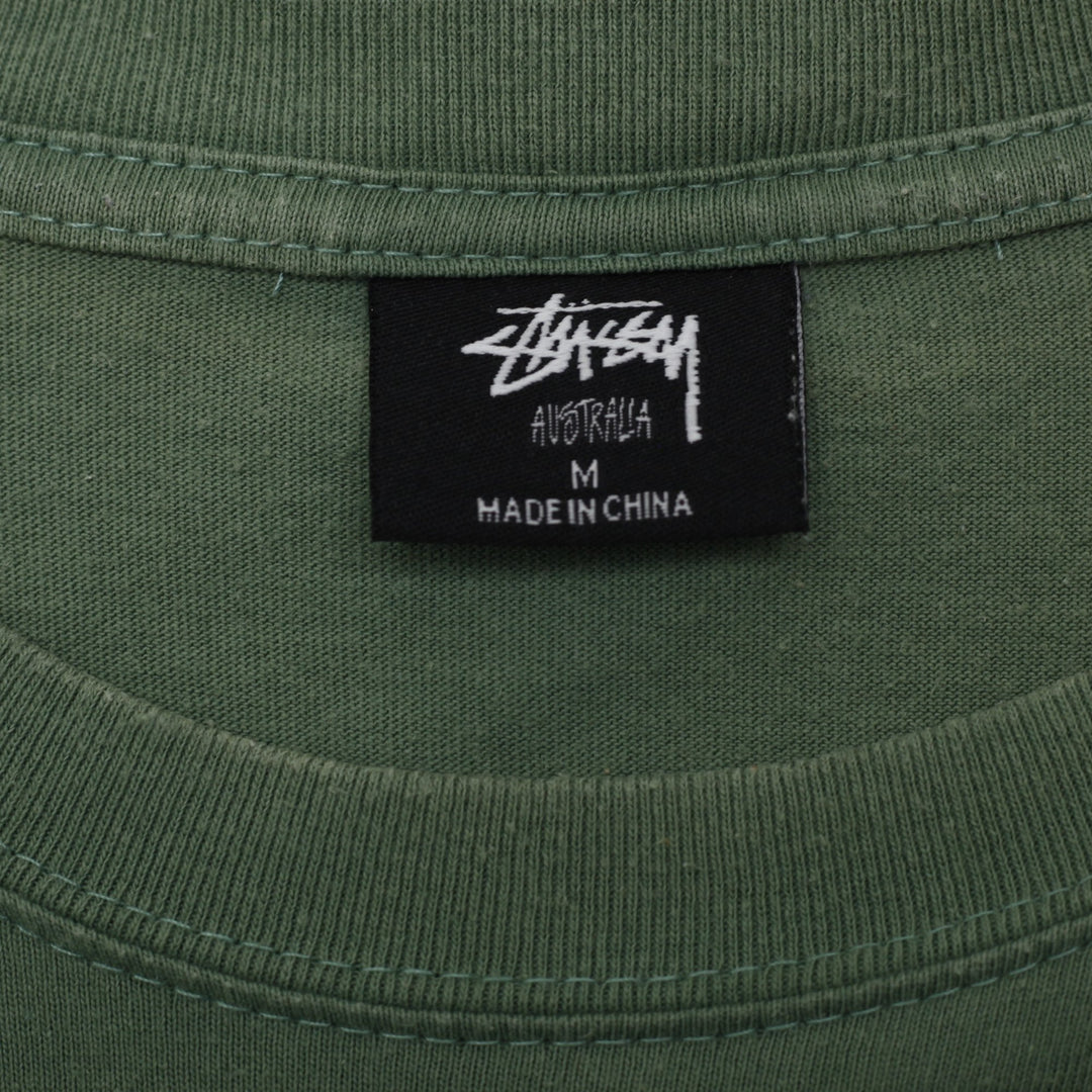 Mens Stussy Logo Green Short Sleeve T-Shirt Size M
