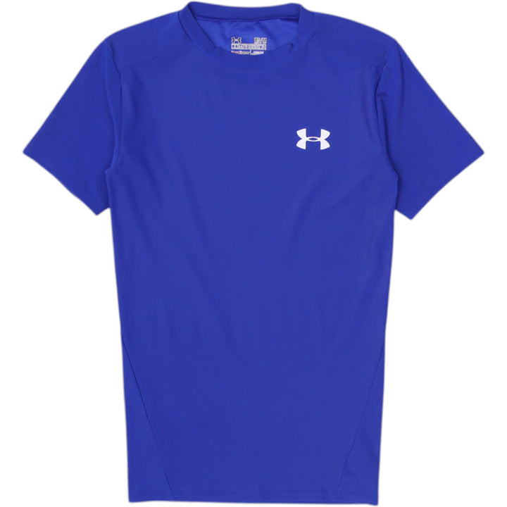 Mens Under Armour Compression T-Shirt Blue HeatGear Sports Size M