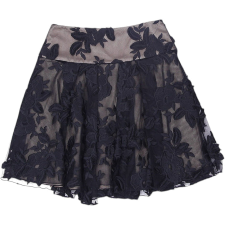 Y2K Ladies Bebe Black Floral Mesh Overlay Mini Skirt