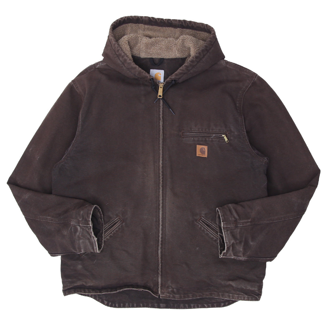 Shop Mens Carhartt J141 DKB Sherpa Fleece Lined Workwear Hooded
